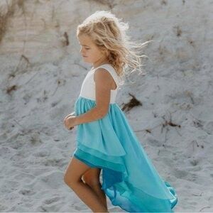 OOPSIE DAISY Hi-Lo Blue Sleeveless Tiered Dress Girls size 7/8